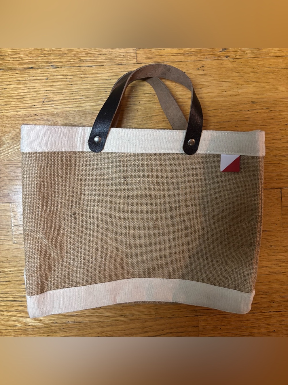 Shorebags Jute Cotton Lined Mini Preppy Coastal Beach Resort Market Tote Bag